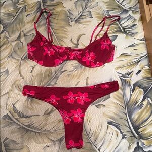 Mai underwater Floral Red Bikini Set